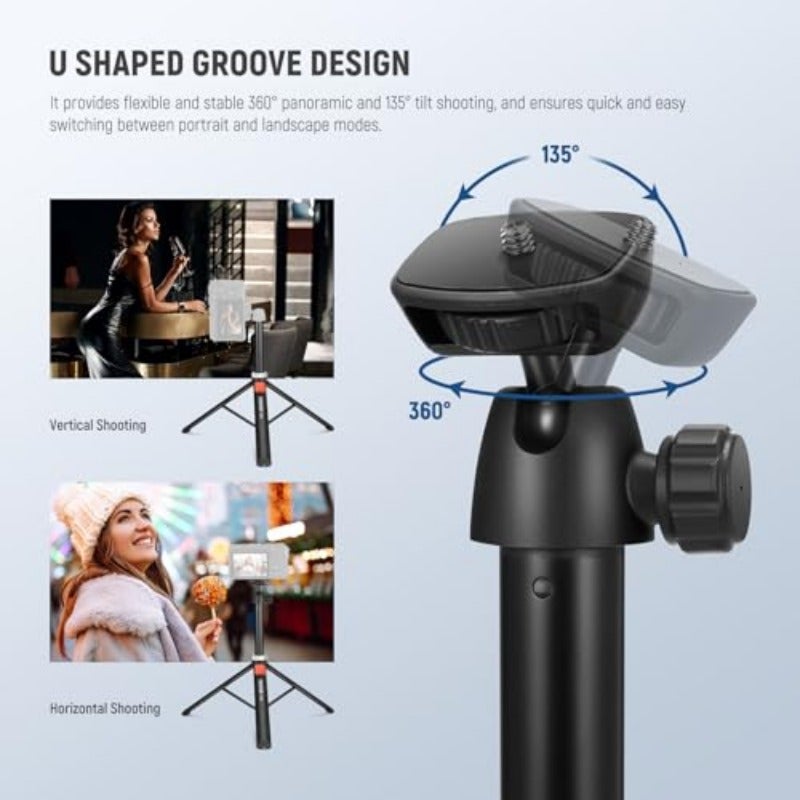 Phone Tripod for Cell Phone Camera with Remote 65.2 All Metal Selfie Stick Travel Vlog Tripod Stand for iPhone with Phone Holder Portable Camera Tripod for Canon Sony DLSR GoPro TS05 Compatible with iPhone GoPro Canon Sony DSLR 62.9 All Metal Portable Selfie Stick Travel Vlog Stand for Video Recording - Image 3