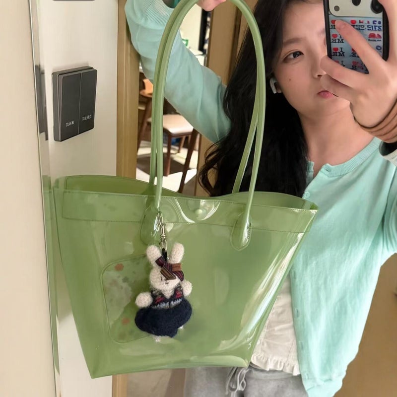PVC Jelly Tote Bag, Large Capacity Shoulder Handbag - Image 2