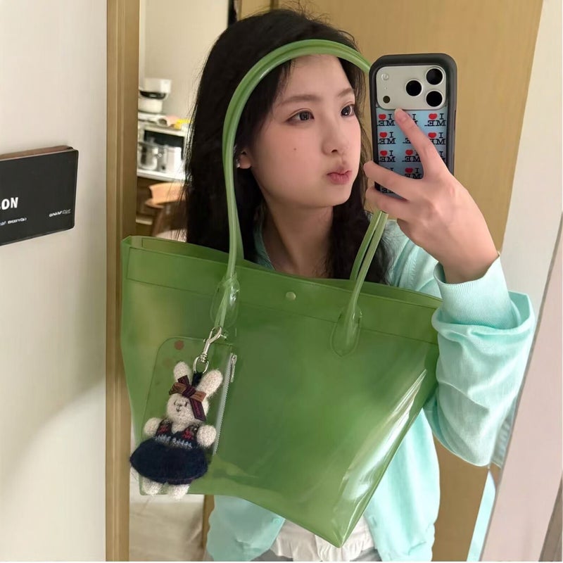 PVC Jelly Tote Bag, Large Capacity Shoulder Handbag - Image 1