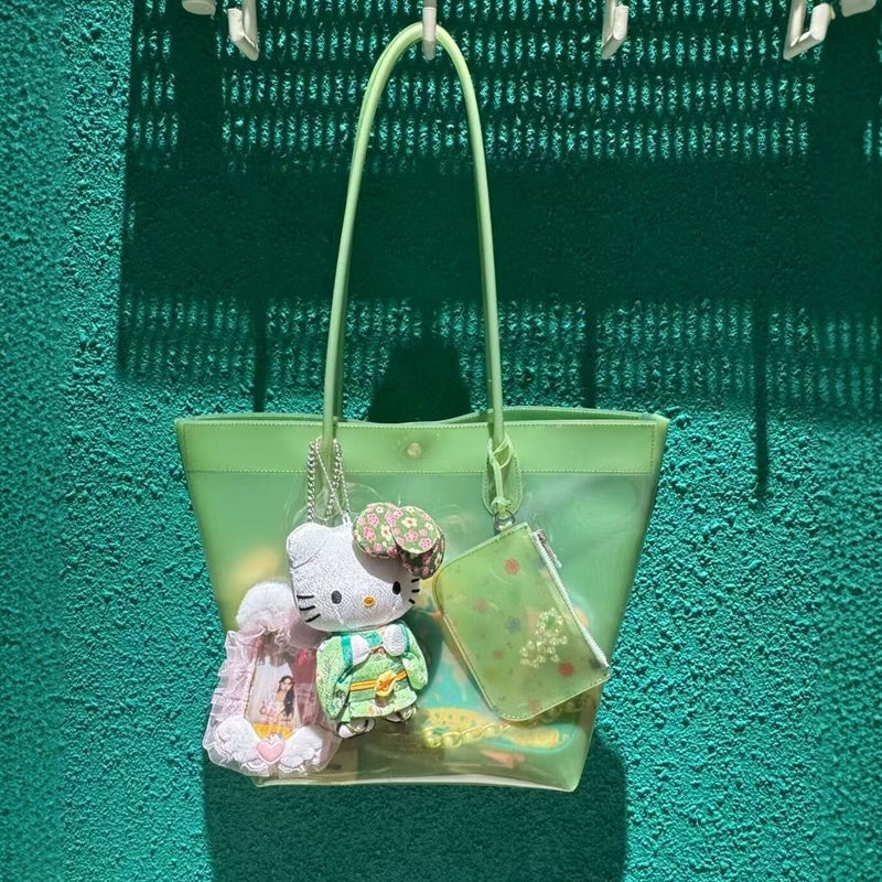 PVC Jelly Tote Bag, Large Capacity Shoulder Handbag - Image 3