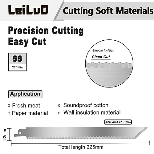 LEILUO 9-Inch Soft Material Reciprocating Saw Blades 2 Piece Sawzall Blades for Cutting Sponge Foam Insulation Material with Storage Case - Image 4