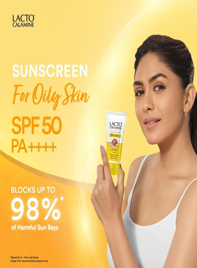 Lacto Calamine Light Weight Sunscreen SPF50 | PA++++ | No White Cast | Broad Spectrum Protect |Non-Sticky | For all skin types, Water Resistant, With Kaolin Clay & Lemon Extract, For Face & Body | 50g each - Pack of 3 - Image 3