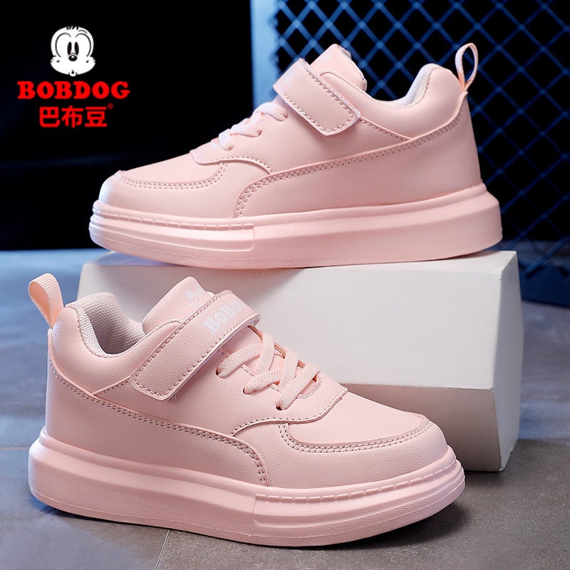 Babu Bean Children'S Shoes Children'S White Sneaker Boys White Shoes Breathable Primary School Students' Board Shoes Leather Shoes For Girls - Image 3