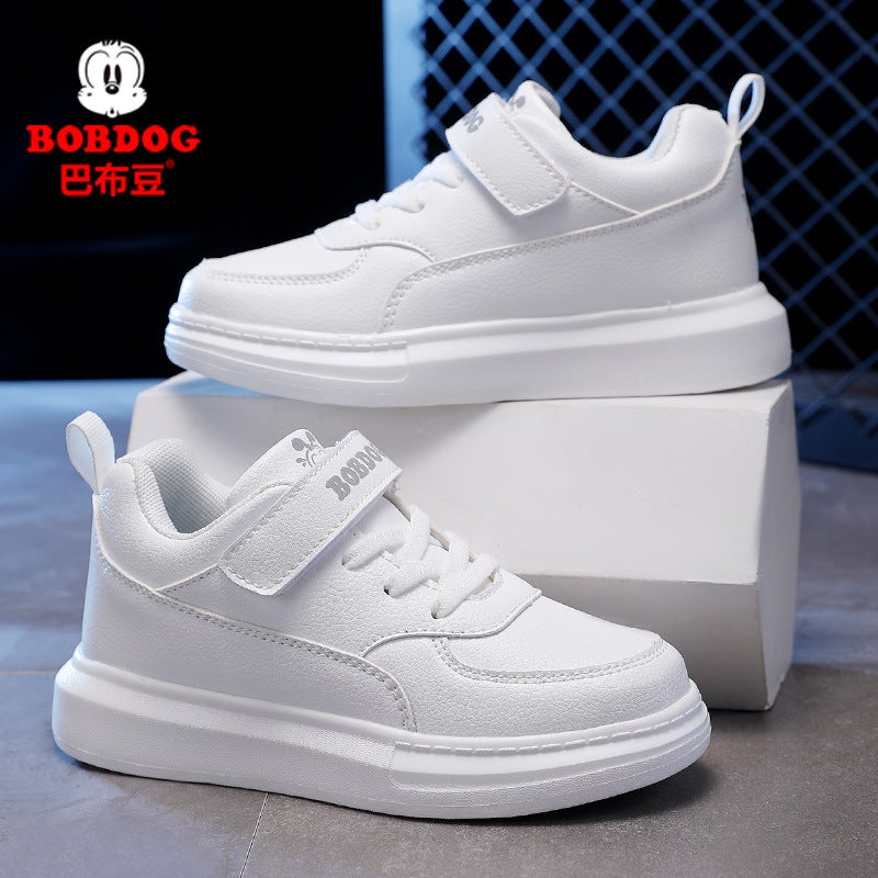 Babu Bean Children'S Shoes Children'S White Sneaker Boys White Shoes Breathable Primary School Students' Board Shoes Leather Shoes For Girls - Image 2