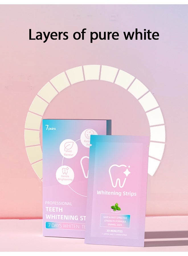 Trikeel White Teeth Whitening Strips Oral Hygiene Care Strip for false Teeth Dental Bleaching System Gel, Dental Whitening Strips, Teeth Whitening Strips Kit, for Coffee Soda Drinkers & Yellow Stains, 7 Sets - Image 4