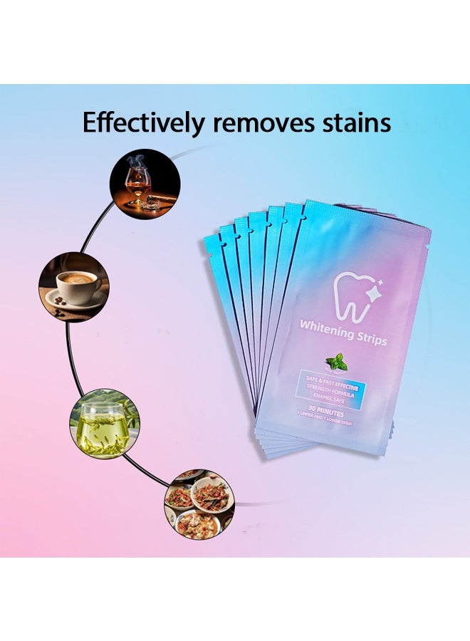 Trikeel White Teeth Whitening Strips Oral Hygiene Care Strip for false Teeth Dental Bleaching System Gel, Dental Whitening Strips, Teeth Whitening Strips Kit, for Coffee Soda Drinkers & Yellow Stains, 7 Sets - Image 3