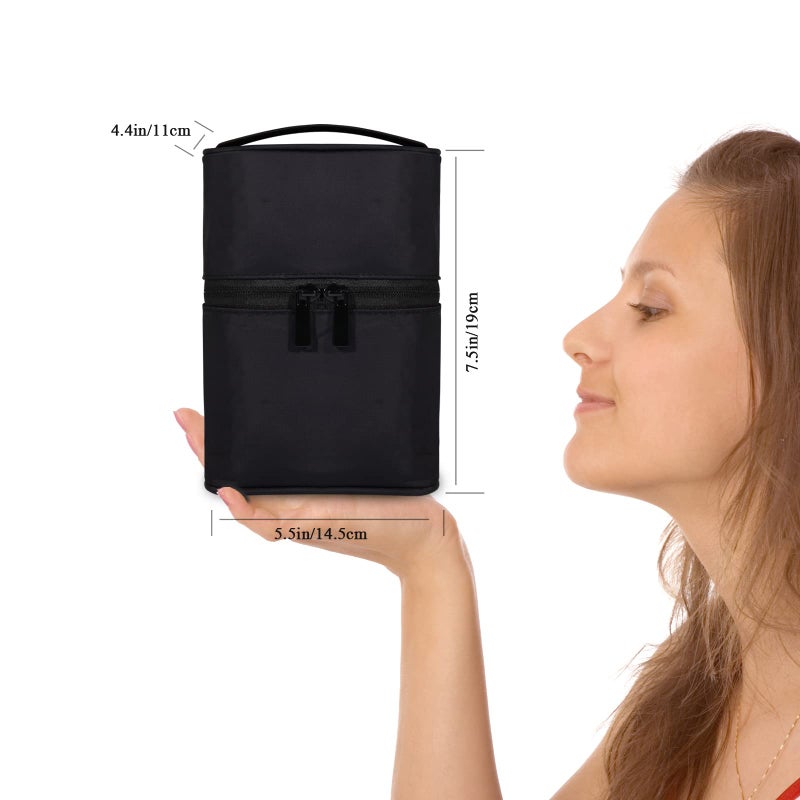 Bysiter Makeup Brush Organizer Makeup Bag Brushes Set Case 7.5x5.5x4.4 Inch Professional Travelling Brush Pen Pencil Holder Make Up Cup Storage Organizer Case Pencil Pouch Cosmetic Bag (Black) - Image 4