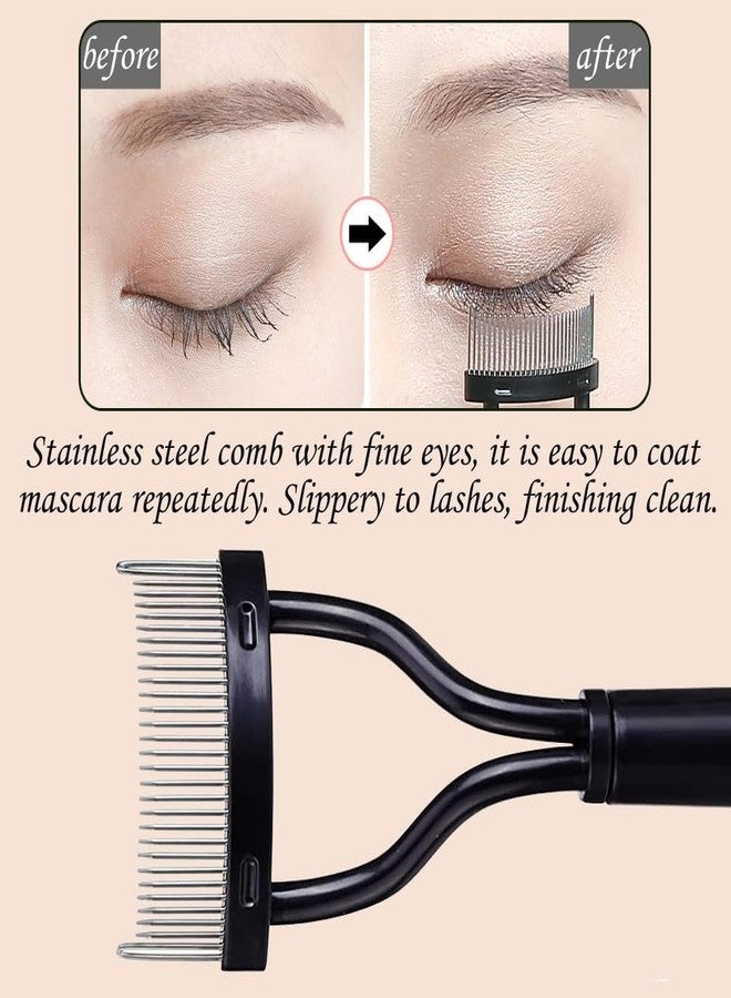 Inralimot Eyelash Comb Eyebrow Brush Eyelash Separator Mascara Applicator Eyelash Definer With Comb Cover Arc Designed Cosmetic Brushes Tool Black - Image 4