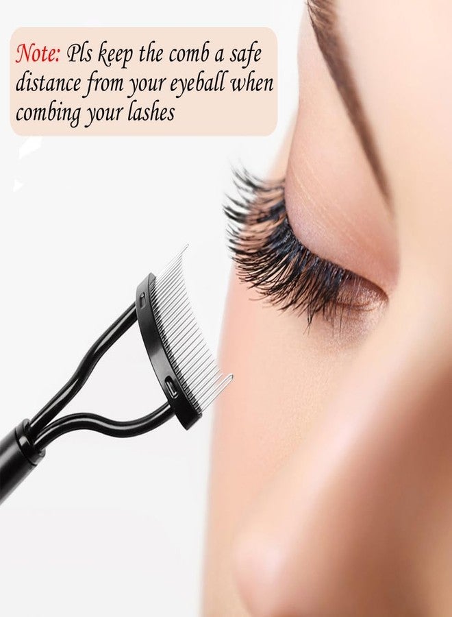 Inralimot Eyelash Comb Eyebrow Brush Eyelash Separator Mascara Applicator Eyelash Definer With Comb Cover Arc Designed Cosmetic Brushes Tool Black - Image 3