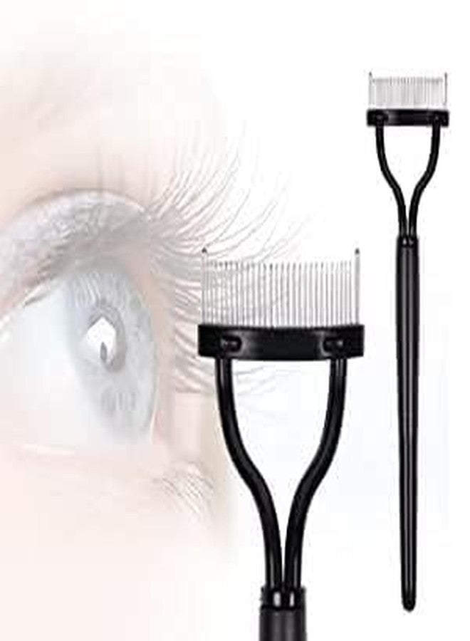 Inralimot Eyelash Comb Eyebrow Brush Eyelash Separator Mascara Applicator Eyelash Definer With Comb Cover Arc Designed Cosmetic Brushes Tool Black - Image 2