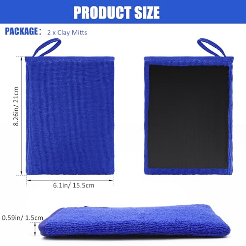 Windspeed 2Pack Clay Mitt, Microfiber Clay Bar for Car Detailing, Medium Grade Clay Bar Glove Clay Towel Auto Detailing for Cleaning Auto Clay Mitt (Blue) - Image 2