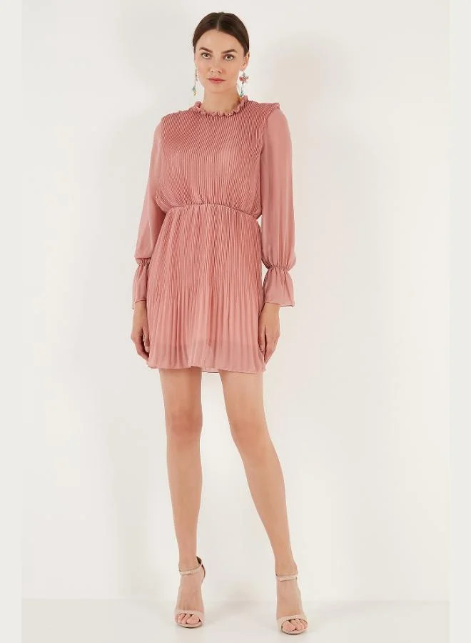 Lela Lela Sleeve Detail Pleated Chiffon Mini Dress Women's Dress 611SHN03
