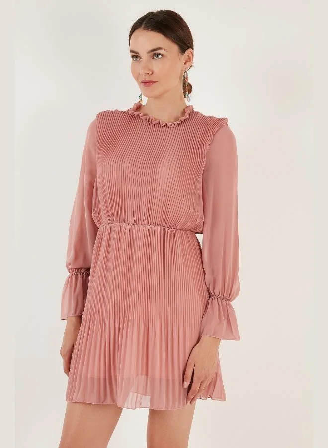 Lela Lela Sleeve Detail Pleated Chiffon Mini Dress Women's Dress 611SHN03