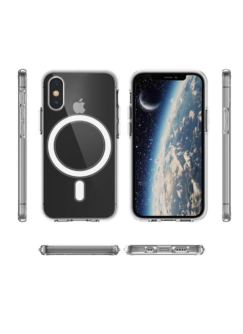 Ten tech Magnetic Clear Case Designed for iPhone X/XS – Compatible with MagSafe Charger, Support Magnetic Car Mount Wireless Charging, Soft Press Buttons Scratch Resistant – ten tech