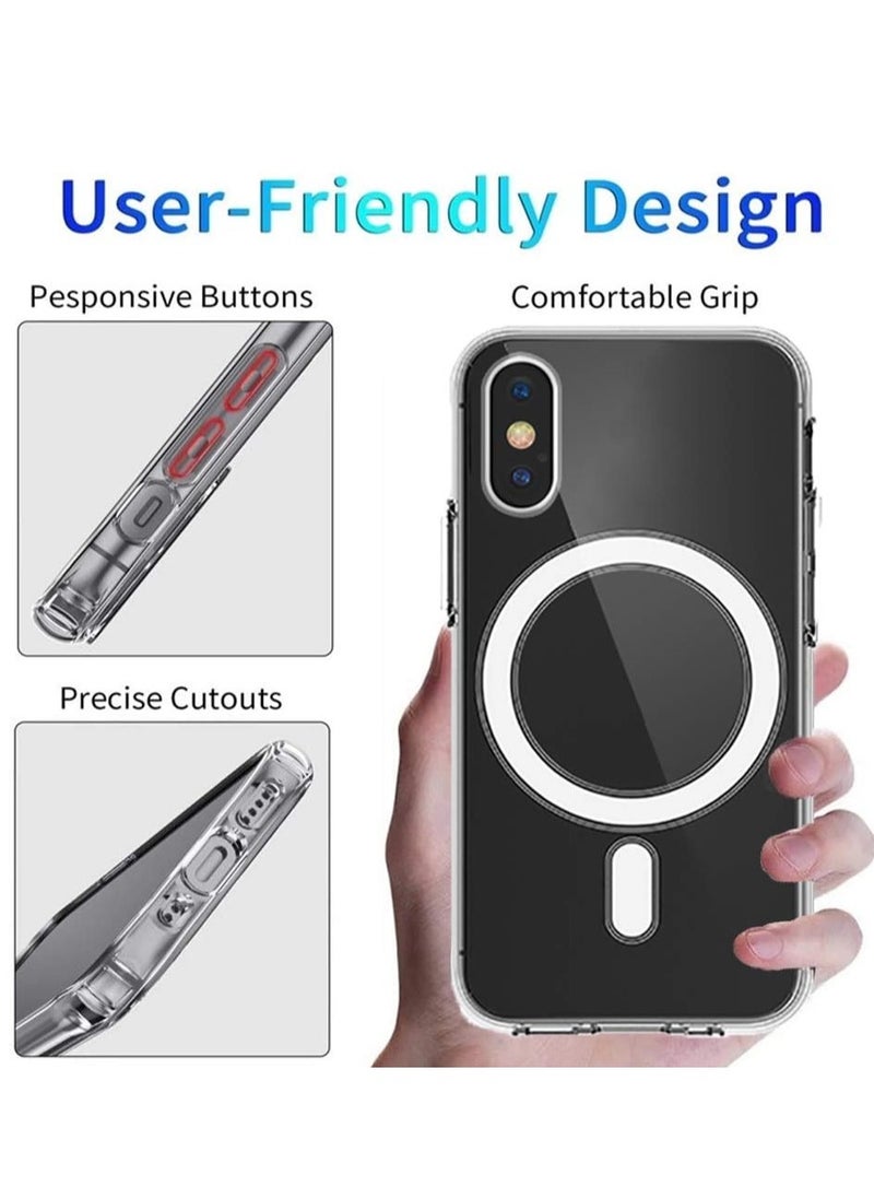 ten.tech - Ten tech Magnetic Clear Case Designed for iPhone X/XS – Compatible with MagSafe Charger, Support Magnetic Car Mount Wireless Charging, Soft Press Buttons Scratch Resistant – ten tech - Image 1