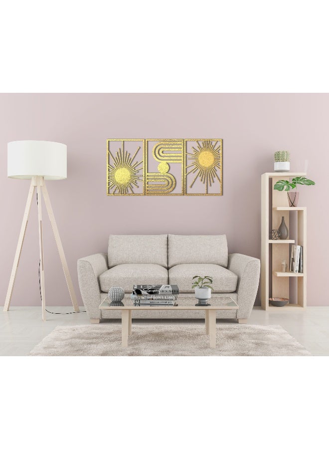 Home Gallery Unique Boho Wood Wall Art - Set Of 3 Panel Each 60X40 - Image 1