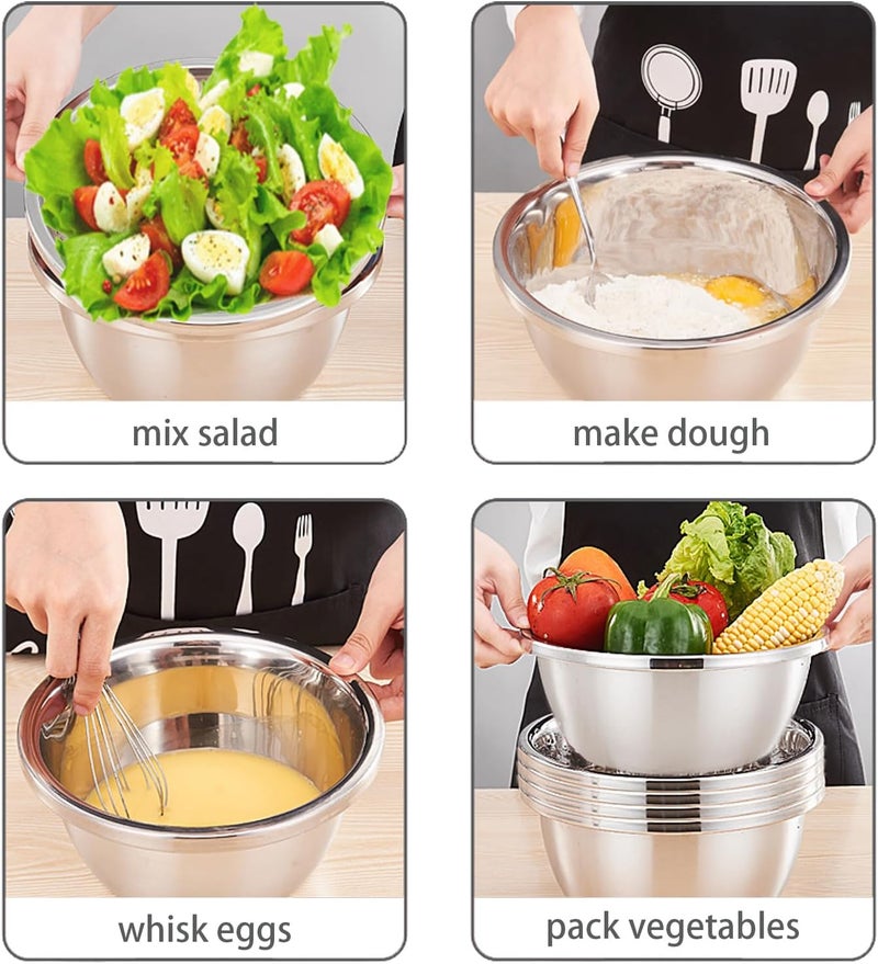 CAMBUY Stainless Steel Salad Bowls 54Oz Large Lightweight Unbreakable Cereal Bowls Set NonToxin Dishwasher Safe BPA Free and Healthy 4 - Image 3