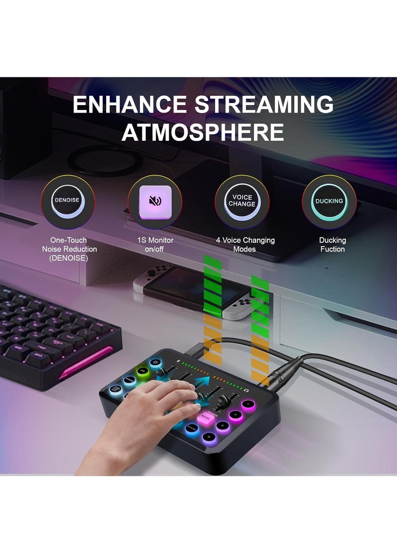 GGOOT Sound Card and BM800 Microphone Kit Mic Sound Mixer Sound Card Audio Mixing Console Amplifier for Singing PC Phone - Image 4