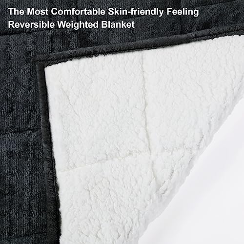 Alomidds Weighted Blanket (Queen Size 20lbs 60x80 inches) with Soft Plush Fleece, Throw Blanket with Cozy Warm Sherpa,Ultra Fuzzy Heavy Blanket Microfiberfor for Sofa Bed, Dark Grey - Image 3