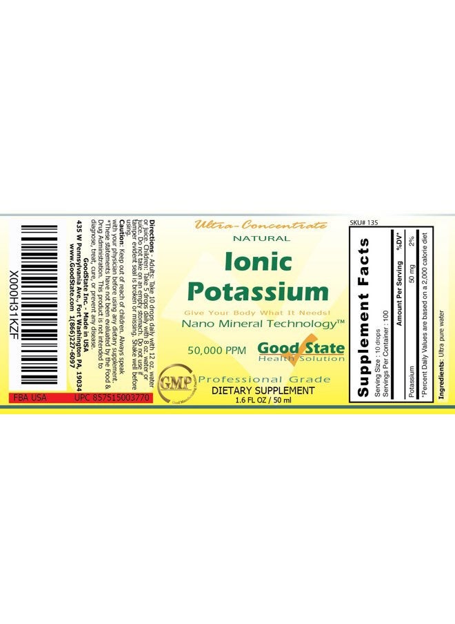 Good State Liquid Ionic Minerals - Potassium Ultra Concentrate - (10 Drops Equals 50 mg) (100 Servings per Bottle) Dietary Supplement 1.6 Fl.oz/50ml  - Image 2