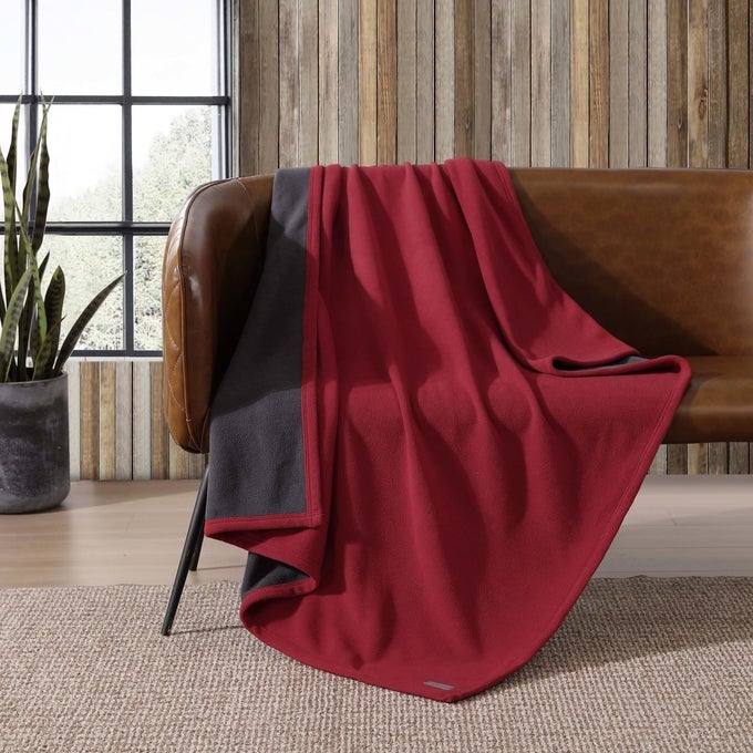 ULTRAPLUSH COLLECTION THROW BLANKETREVERSIBLE SHERPA FLEECE COVER SOFT COZY PERFECT FOR BED OR COUCH REDDARK SMOKE