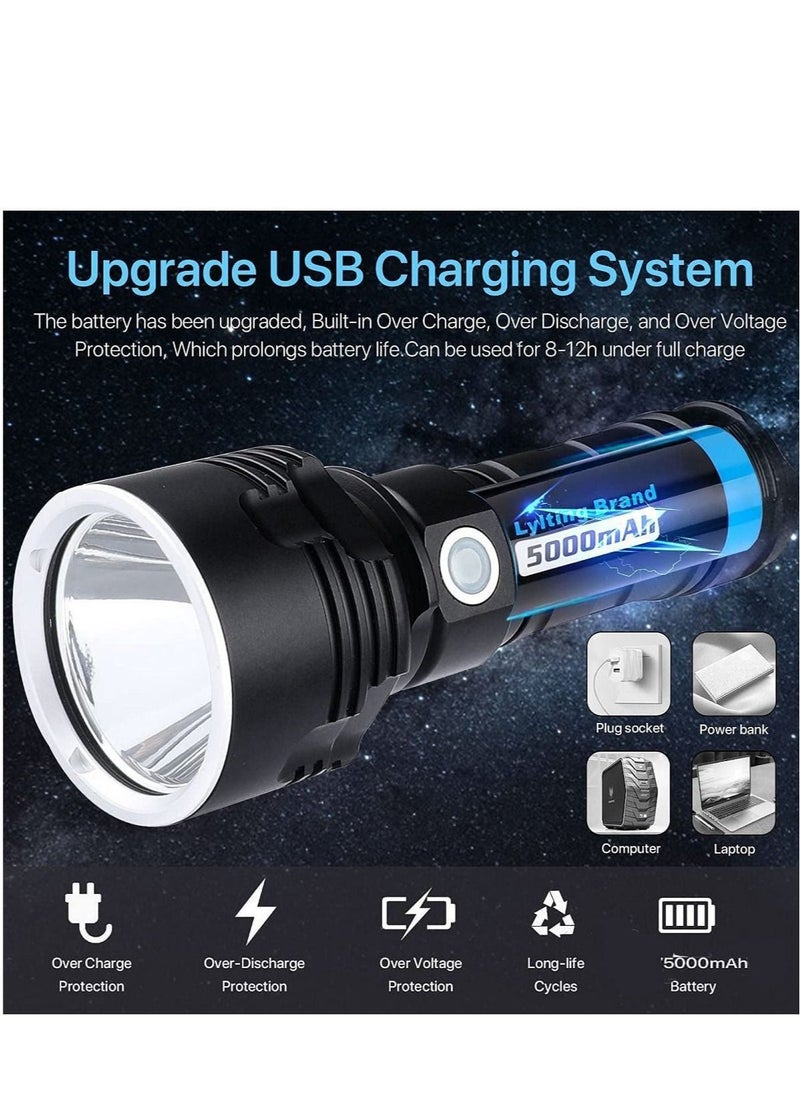 XiuWoo - 3000-10000 Lumen High Power LED Waterproof Flashlight Lamp Ultra Bright  3 Mode Most Powerful 50W XLM-P70 LED USB Rechargeable Flashlight Torch  2 Lithium Battery - Image 1