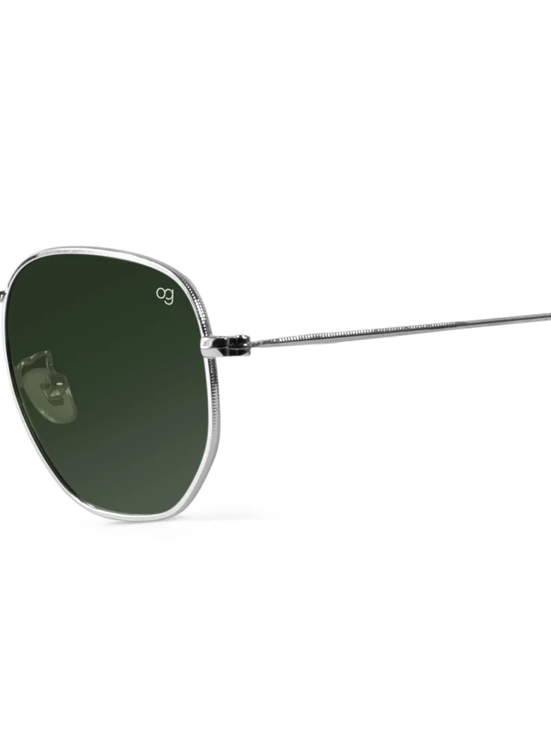 Woggles Green X Silver Polarized Hexagonal Sunglasses