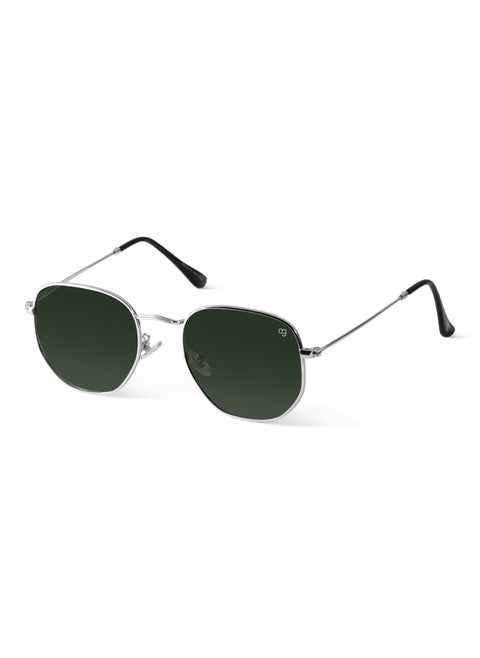 Green X Silver Polarized Hexagonal Sunglasses