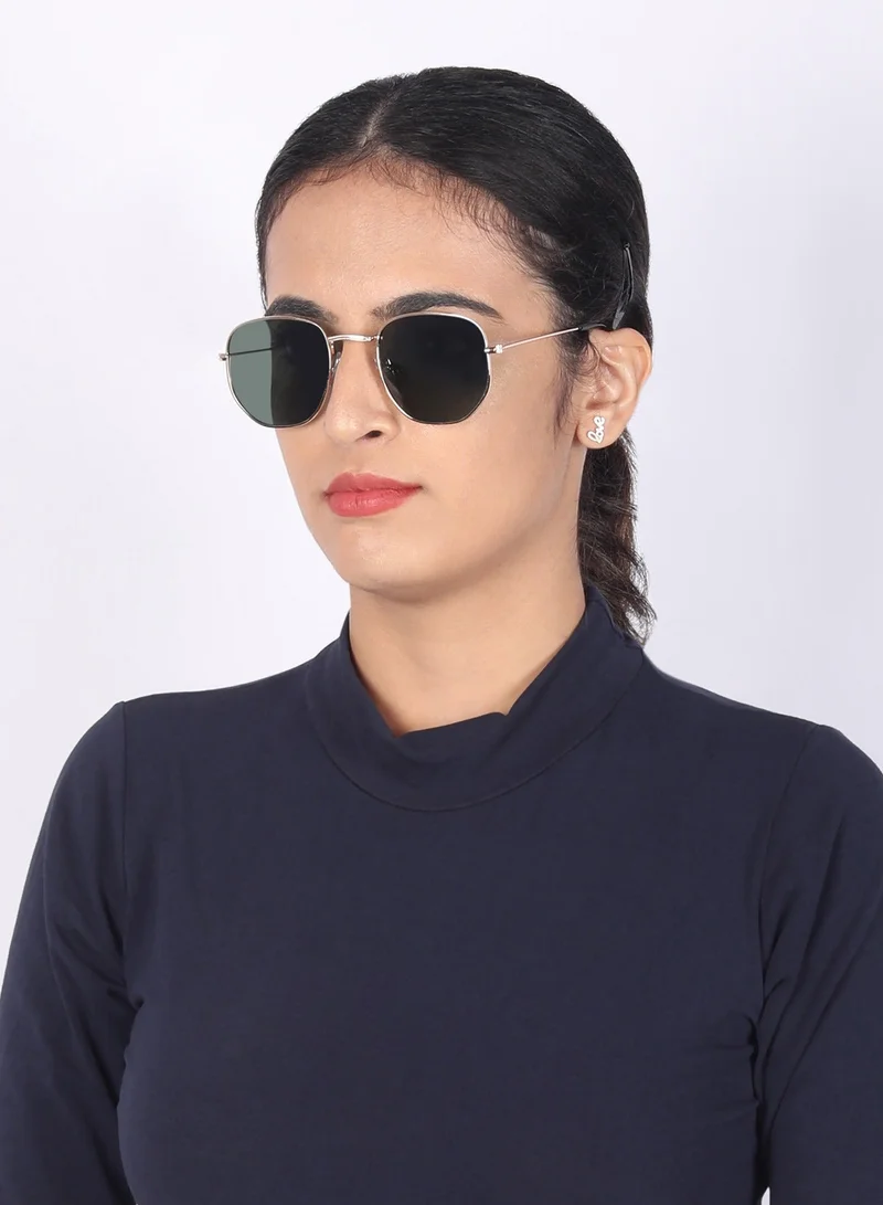 Woggles Green X Silver Polarized Hexagonal Sunglasses