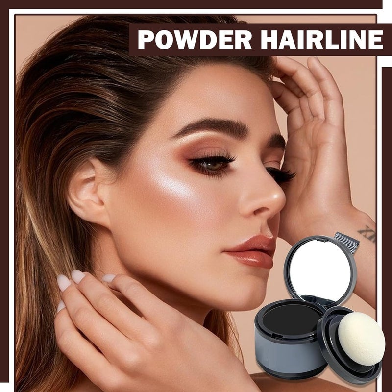Hairline Powder for Root TouchUp Eyebrow Shading Black CoverUp Powder Stick with Matte Finish LongLasting SuperFine Application Hair Shading Sponge Pen for Natural Hairline Quick Root Fix - Image 2