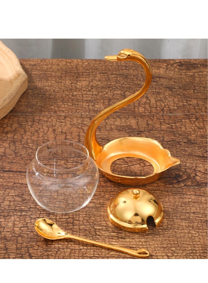 general Elegant Swan Shaped Sugar Bowl with Serving Spoon Decorative Sugar Container for Home Kitchen Coffee Bar and Dining Table - Image 3