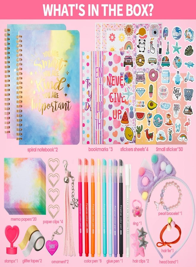 R RUCKERCO Girls DIY Diary 54 Pcs Diary Set, Toys for Ages 6 7 8 9 10 11 12 13, DIY Stationery Set, Thin Stickers and Little Girls Daily Supplies, Gifts for Teen Good Idea Choice - Image 3
