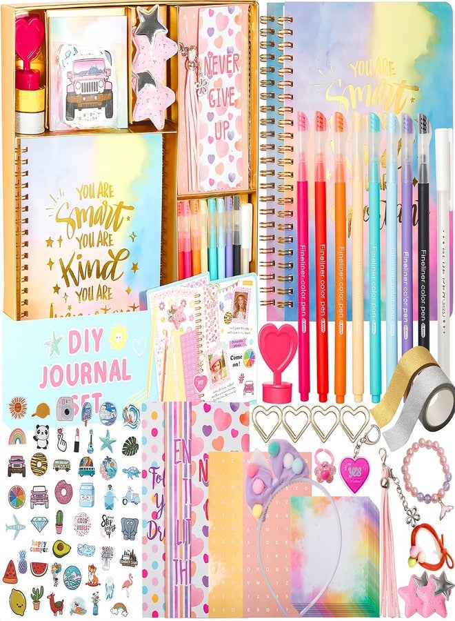 R RUCKERCO Girls DIY Diary 54 Pcs Diary Set, Toys for Ages 6 7 8 9 10 11 12 13, DIY Stationery Set, Thin Stickers and Little Girls Daily Supplies, Gifts for Teen Good Idea Choice - Image 1