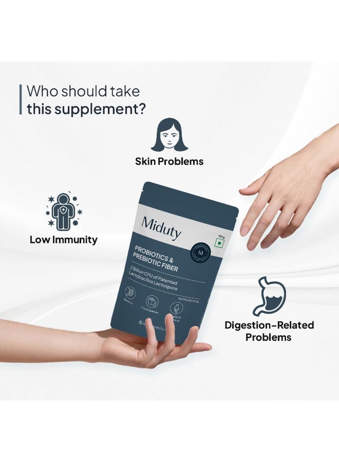Miduty Probiotics Prebiotic Powder for Gut Health - Patented Lacto Bacillus Coagulans - Constipation Help- 150 grams - Image 2