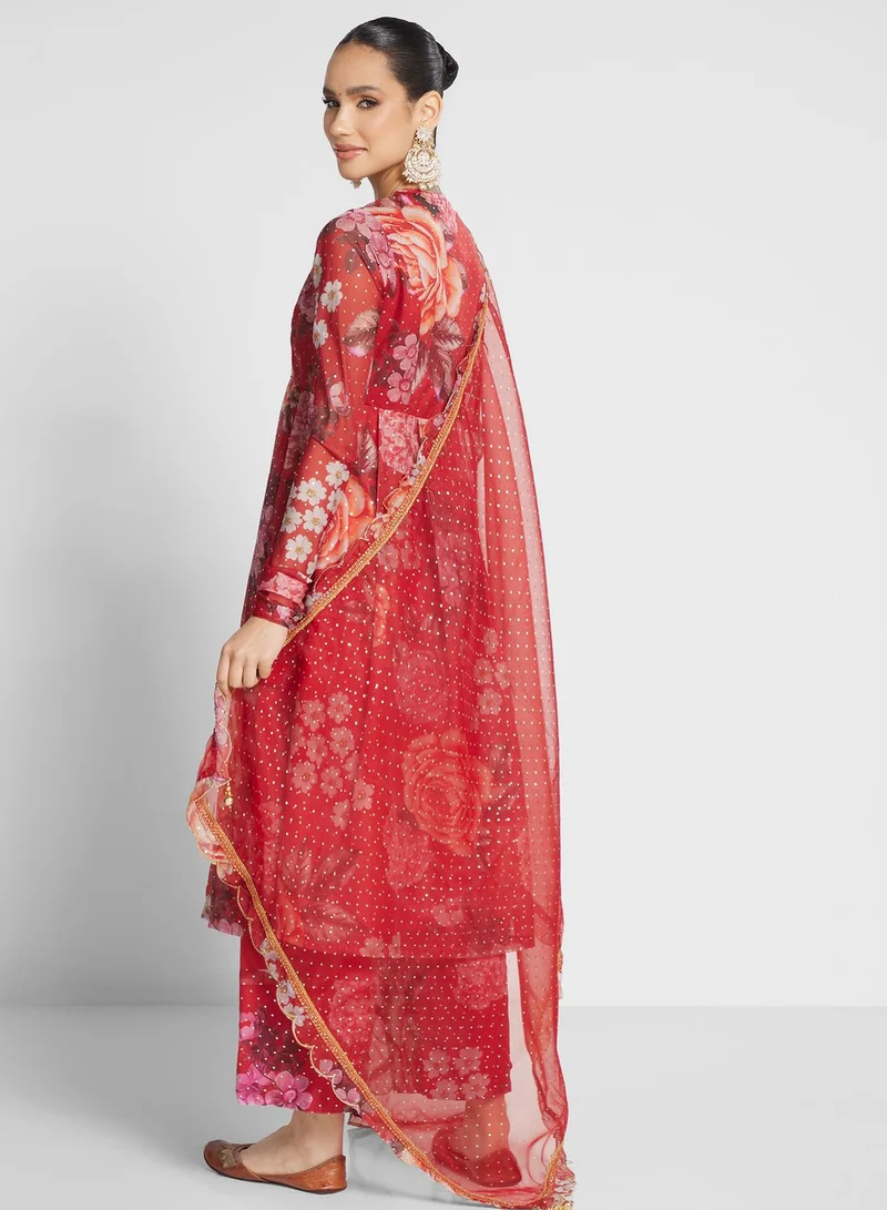 Biba V-Neck Printed Suit