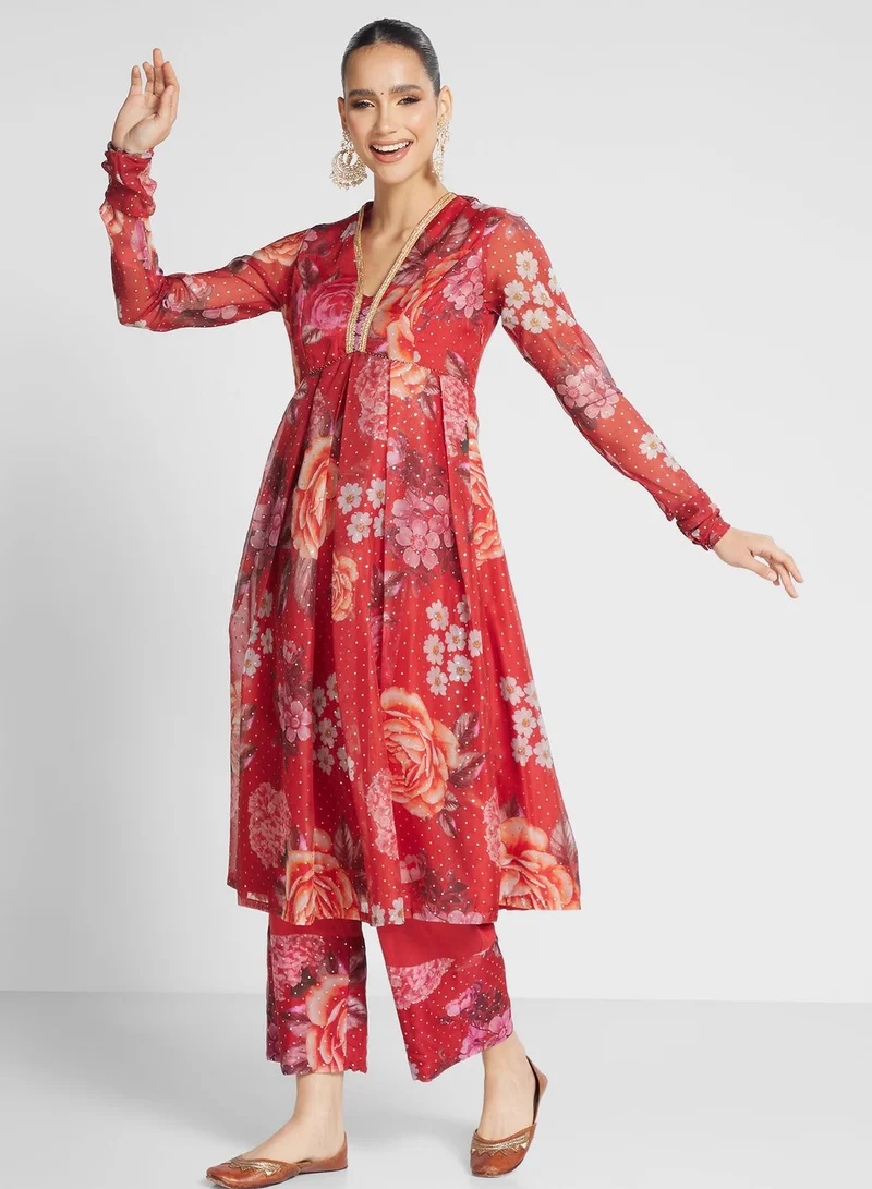 Biba V-Neck Printed Suit