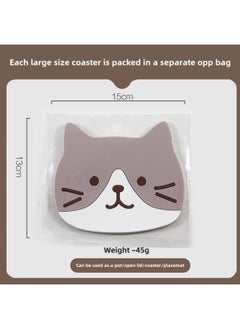 Cute Cat Pvc Anti-slip Heat Resistant Coaster Silicone Tea Cup Mat Dining Table Placemat Paw Print Kitchen Accessories-Color:Gray (13 * 15cm)