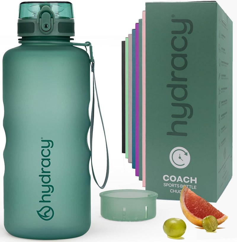 Hydracy Water Bottle with Time Marker -Large Half Gallon 64 oz BPA Free Bottle & No Sweat Sleeve -Leak Proof with Fruit Infuser Strainer & Times to Drink -Ideal for Sports & Outdoors - Image 1
