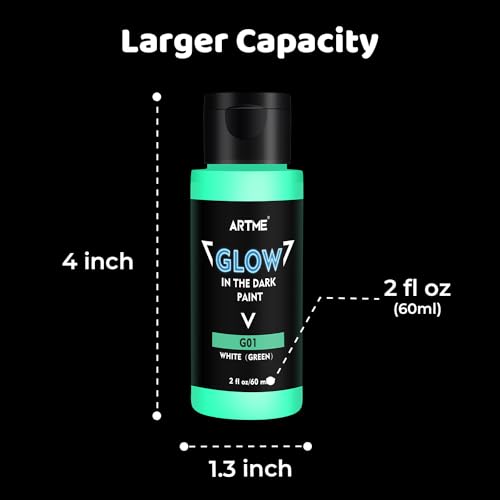 ARTME Glow in The Dark Paint, 10 Bright Colors 60ml/2oz Blacklight Paint Set, Neon Craft Paint, Acrylic Glow Fluorescent Paint Perfect for Art Painting, DIY projects, Halloween and Christmas Decoration - Image 3