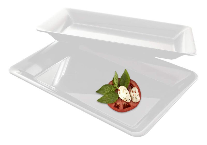zappy White Plastic 5 Pack Serving Trays 10 x 14 Rectangular Platters Elegant Durable BPA Free