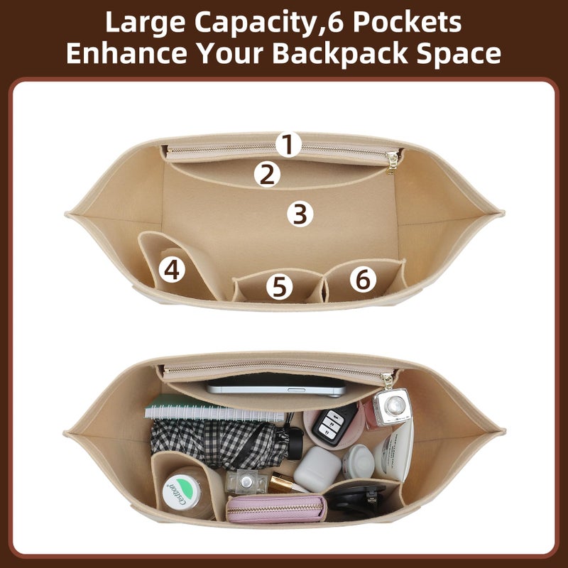 Doxo Purse Organizer Insert,Bag Organizer Suitable for Longchamp Le pliage Medium,Keeps Tote Handbags Shaped & Neat (Beige,M) - Image 5