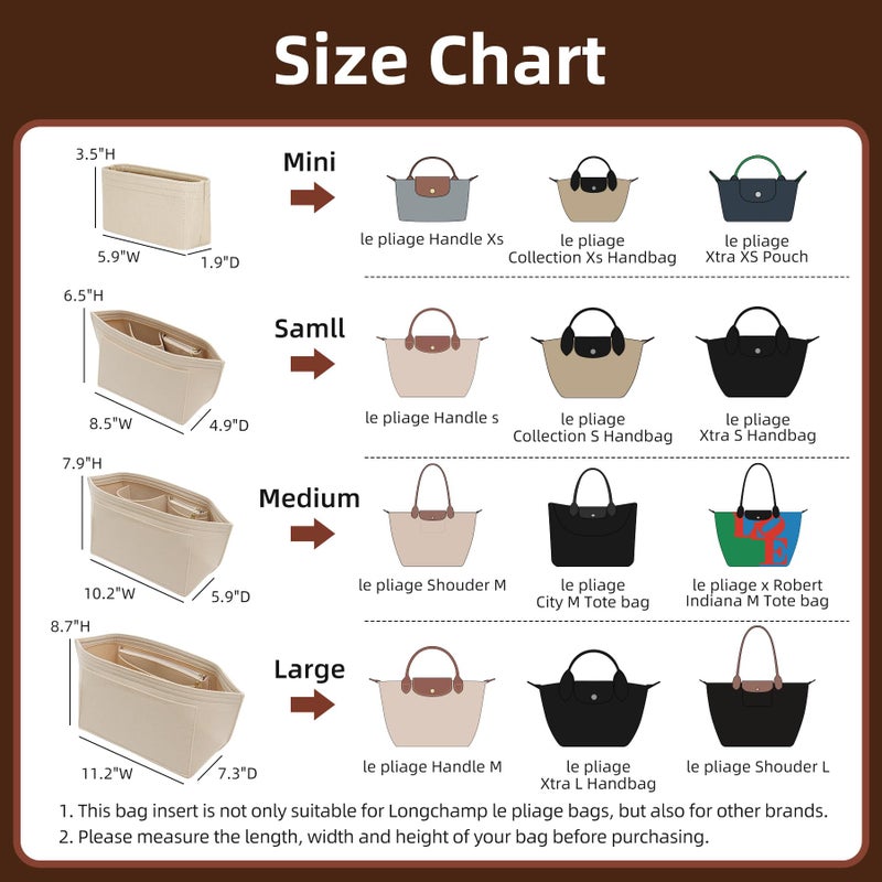 Doxo Purse Organizer Insert,Bag Organizer Suitable for Longchamp Le pliage Medium,Keeps Tote Handbags Shaped & Neat (Beige,M) - Image 2