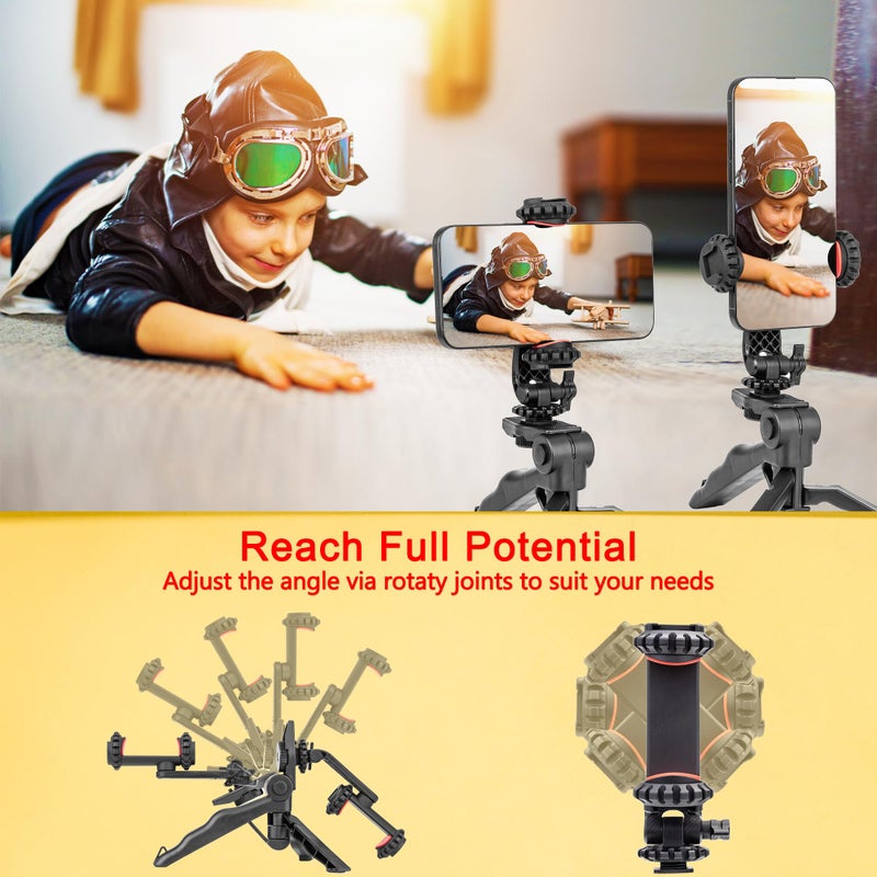 Zeadio Phone Tripod Stabilizer Grip, Smartphone Handheld Portable Selfie Stick Desktop Tabletop Stand Mount Holder for All Smartphones - Image 3