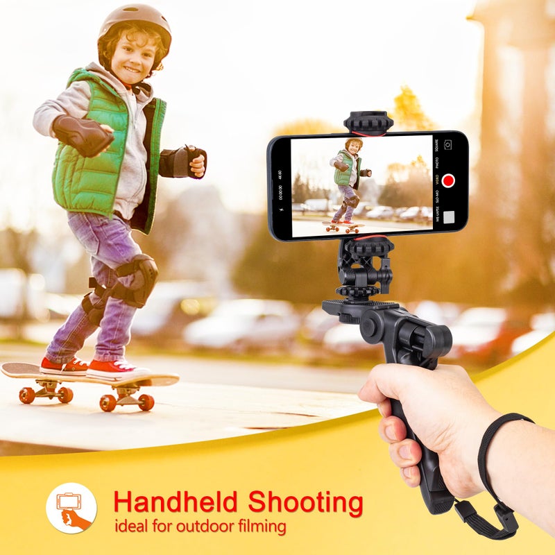 Zeadio Phone Tripod Stabilizer Grip, Smartphone Handheld Portable Selfie Stick Desktop Tabletop Stand Mount Holder for All Smartphones - Image 2