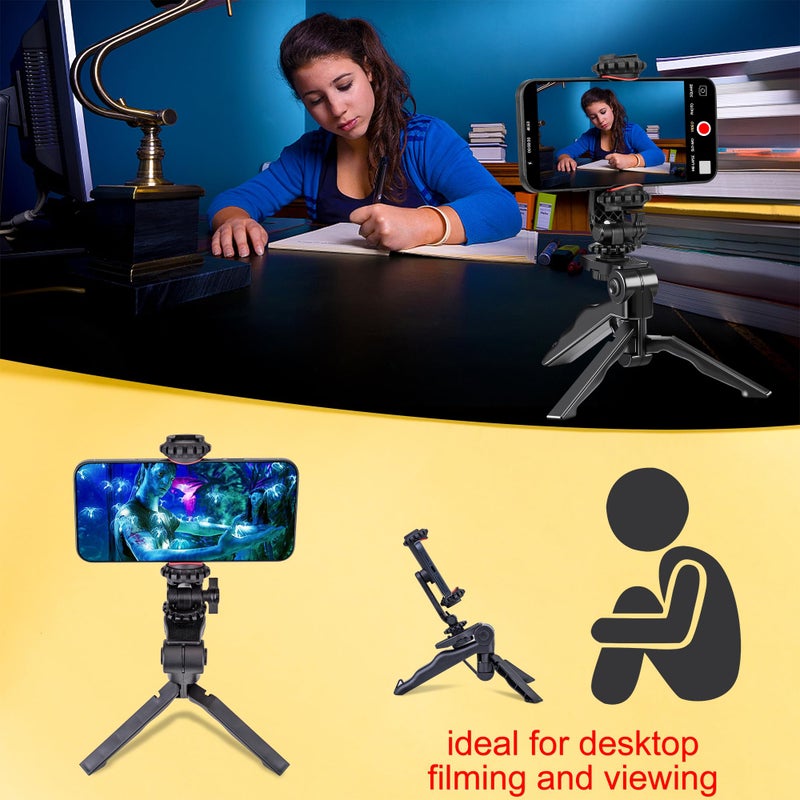Zeadio Phone Tripod Stabilizer Grip, Smartphone Handheld Portable Selfie Stick Desktop Tabletop Stand Mount Holder for All Smartphones - Image 4