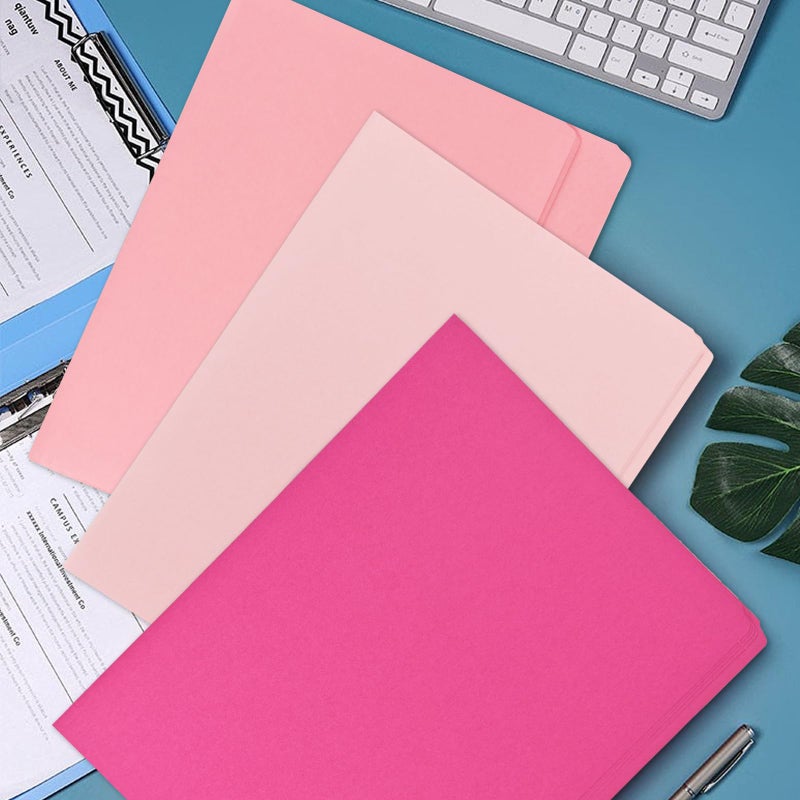 Bazyrock 12Pcs Pink File Folders Letter Size Colored Manilla File Folders with 1/3-cut Tabs Decorative File Pockets for Office School Business Home Organizer(12, Pink Series) - Image 4