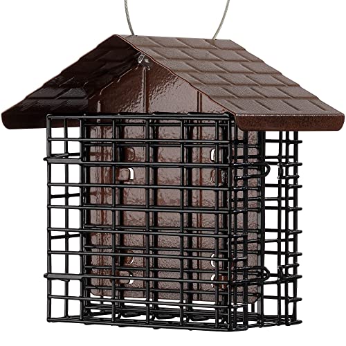 More Birds Double Suet Feeder with Weather Guard, 6.5" L X 4.25" W X 7.25" H, Brown - Image 1