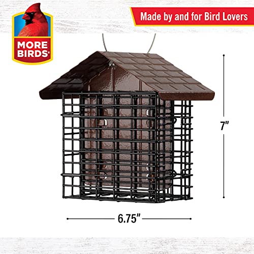 More Birds Double Suet Feeder with Weather Guard, 6.5" L X 4.25" W X 7.25" H, Brown - Image 5