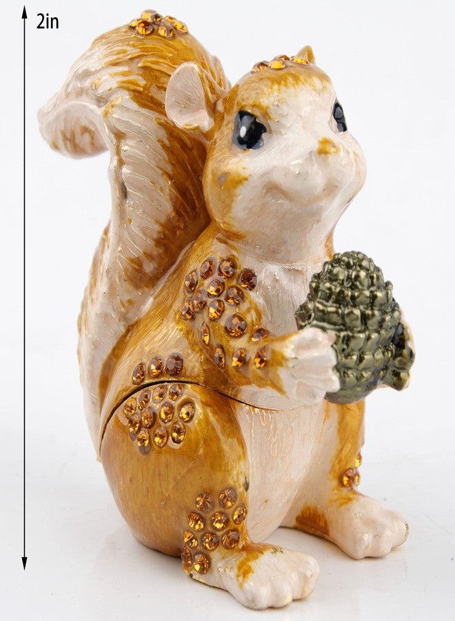 SEVENBEES Hand Painted Squirrel Jewelry Boxes Trinket Box Hinged Squirrel Figurine Gift for Women Girls - Image 2