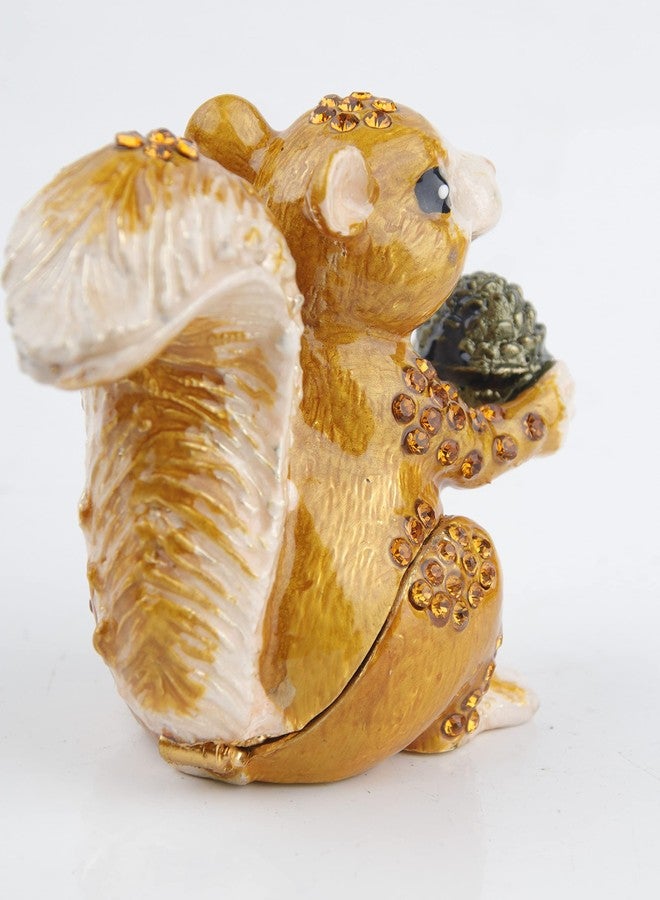 SEVENBEES Hand Painted Squirrel Jewelry Boxes Trinket Box Hinged Squirrel Figurine Gift for Women Girls - Image 3